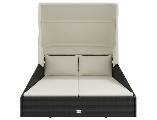 VIDAXL - Transat avec toit pliable noir 200x114x128 cm résine tressée