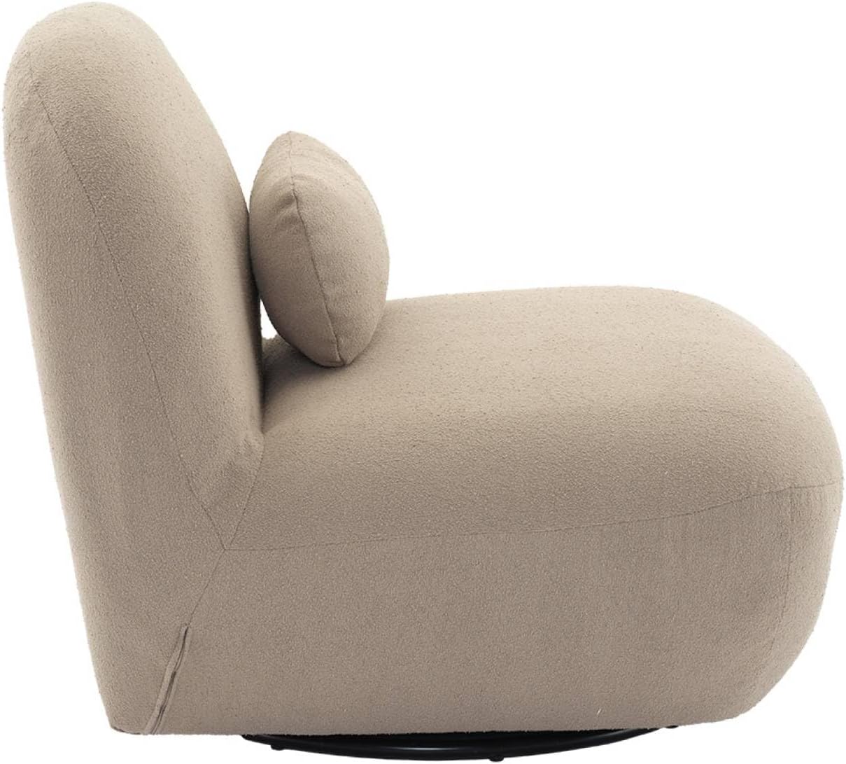 sweeek - 360°-Drehsessel mit Strukturiertem Bouclé-Bezug, mattschwarzem Metallfuß und Kissen - Spino