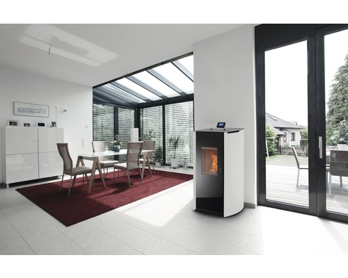 Rowi Vetro pelletkachel, staal, wit, 9 kW, inclusief wifi en afstandsbediening