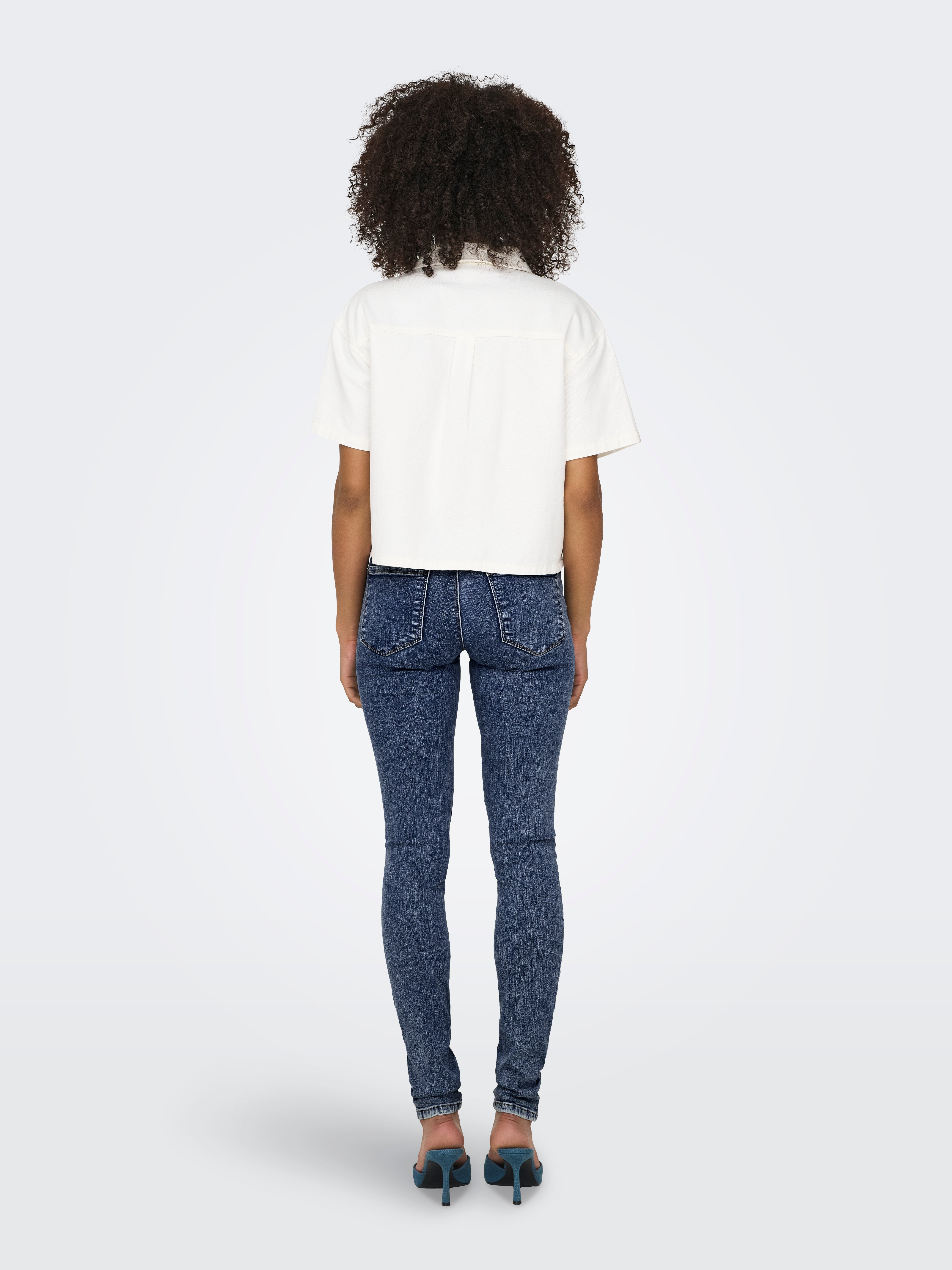 ONLRAIN Mittlere Taille Skinny Fit Jeans Dark Blue Denim