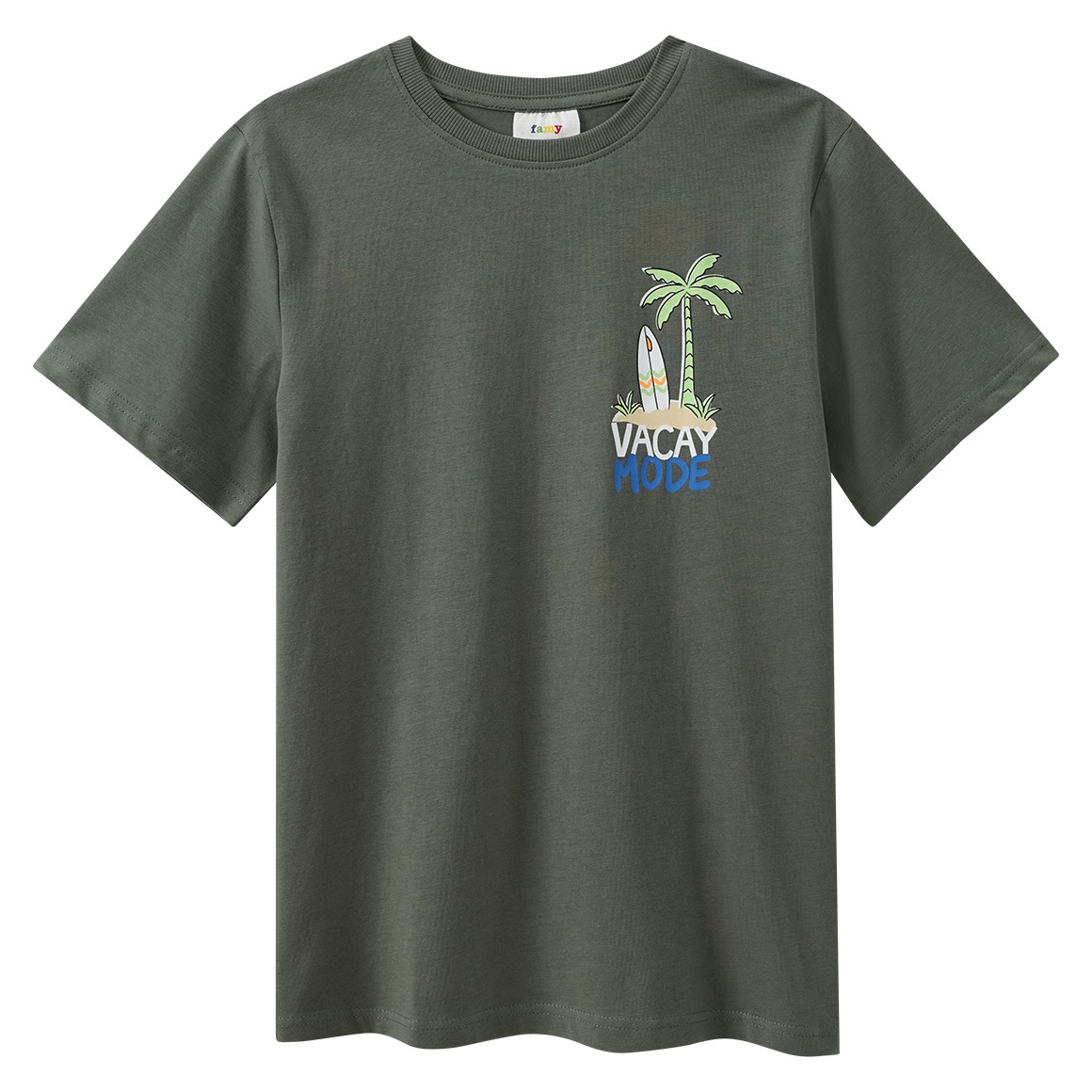 Famy 3 Jungen T-Shirts in verschiedenen Dessins dunkeloliv / orange / beige