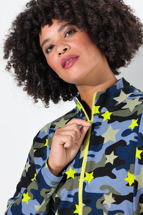 Sweatjacke, Camouflage mit Sternen, Langarm