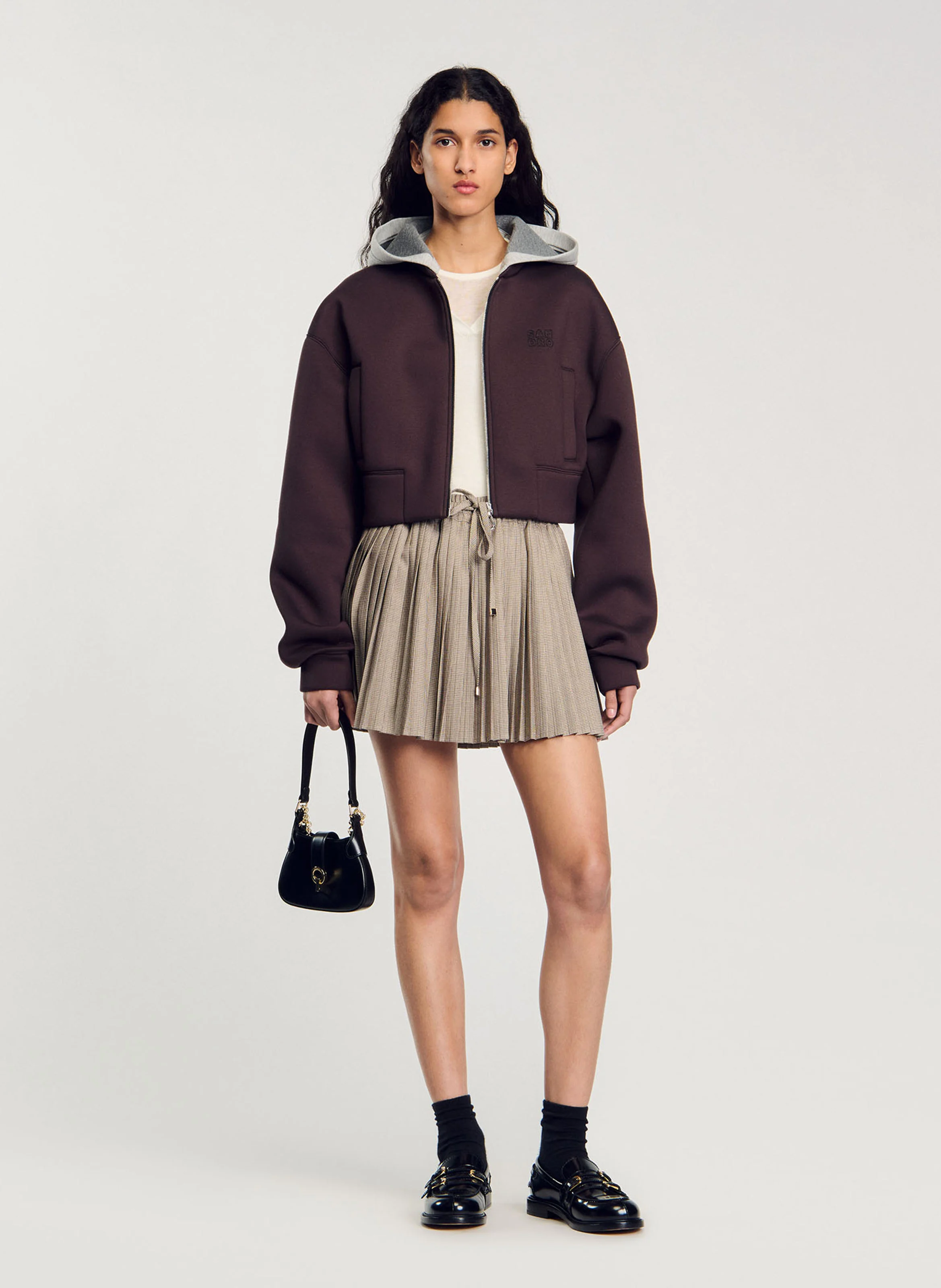 Sweat court zippé à capuche | Rouge