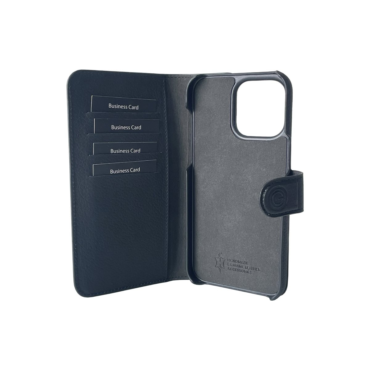 2in1 iPhone 14 Pro Echtleder Magnet Wallet Case Tasche Flip Cover (JOSSIP14PRO-M01) - Schwarz