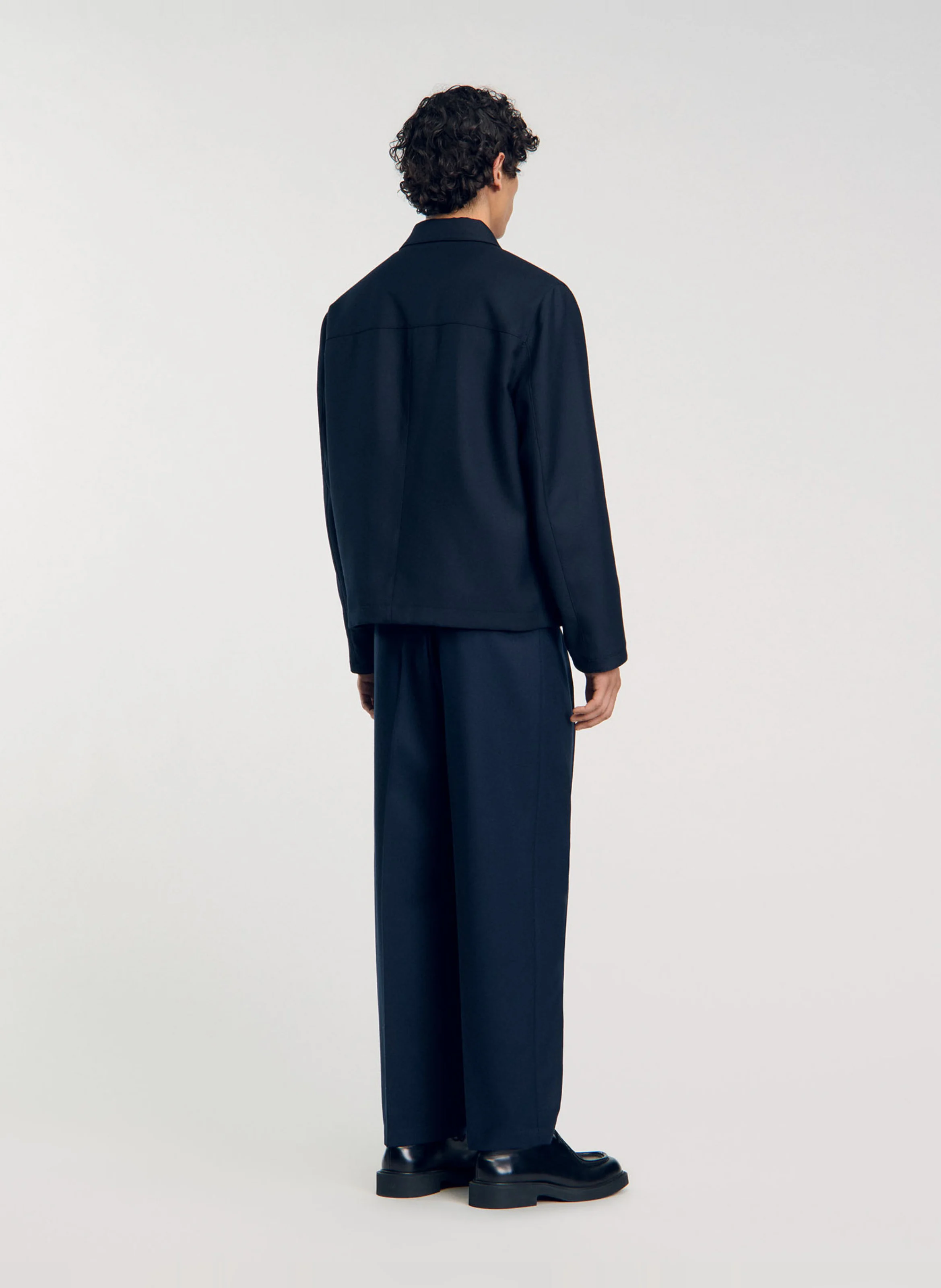Veste col classique en laine mélangée | Bleu