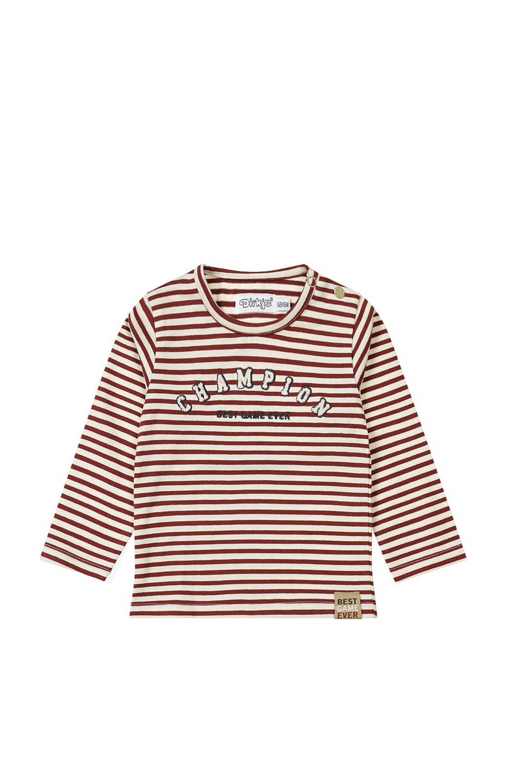 Dirkje gestreepte longsleeve donkerrood/ecru