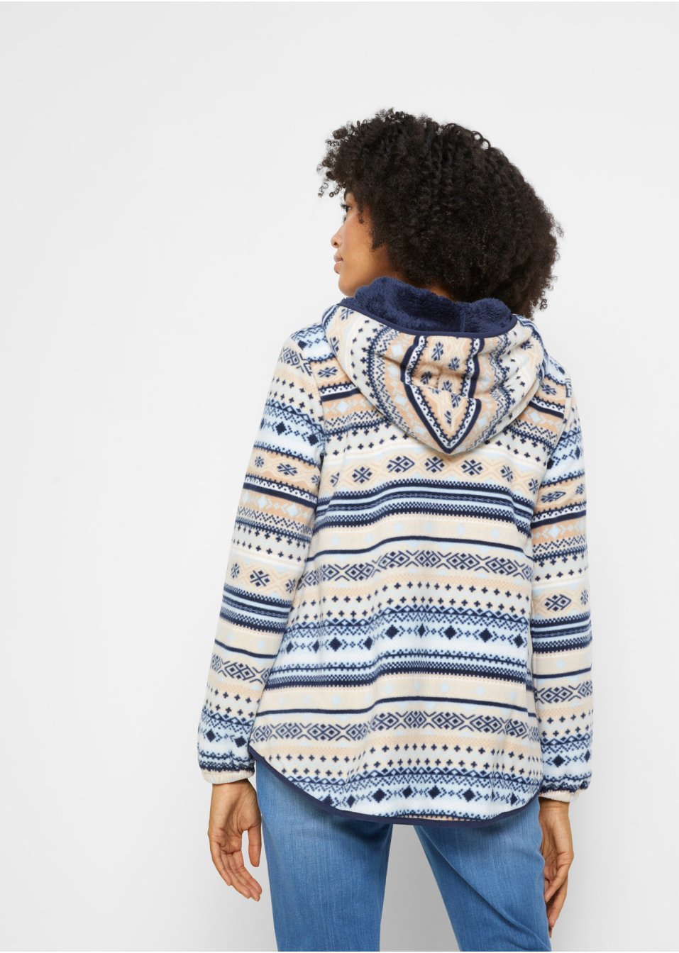Gilet en polaire à capuche avec motif norvégien