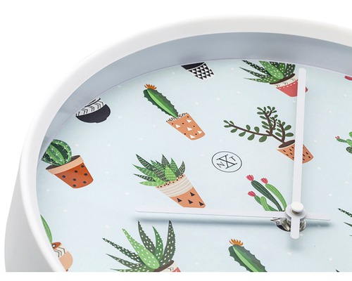 Wandklok Cactus, kunststof, wit, Ø 30 cm