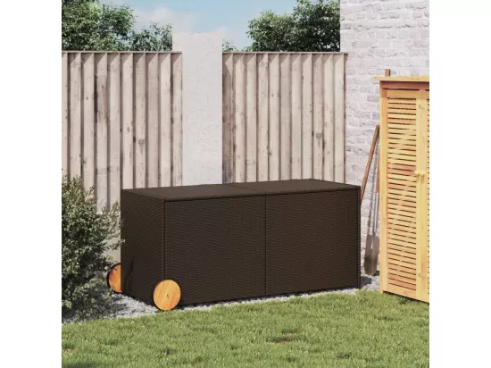 Prolenta Premium - Boîte de rangement de jardin et roues marron 283L poly rotin