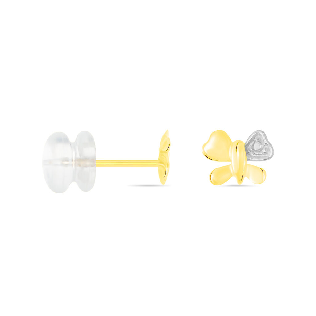 Boucles D'oreilles Puces Bartholomee Papillon Or Jaune