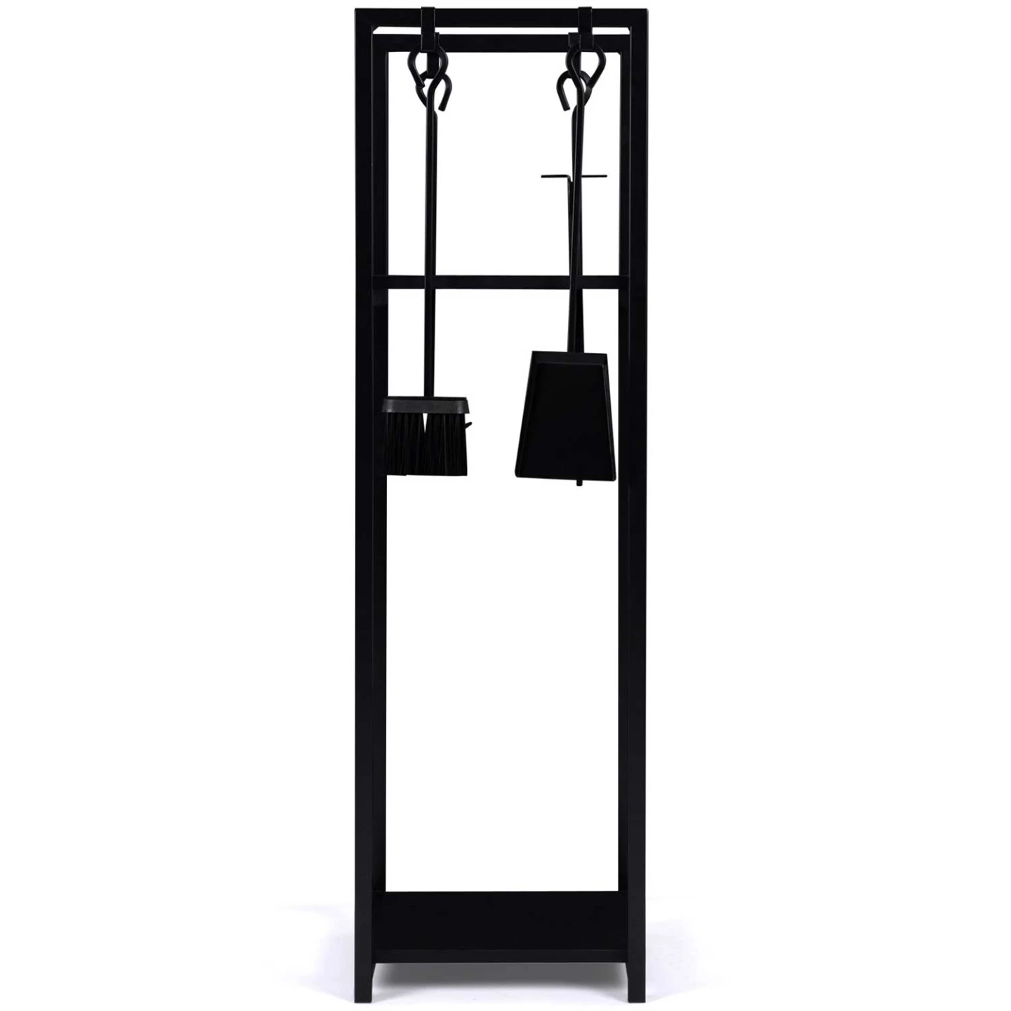 Range bûches vertical acier noir avec accessoires et 1 étagère H.112 CM