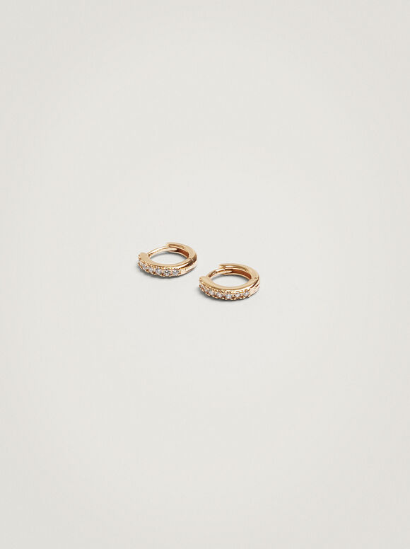 Brincos em prata de lei 925 com zircônia cúbica - Dourado