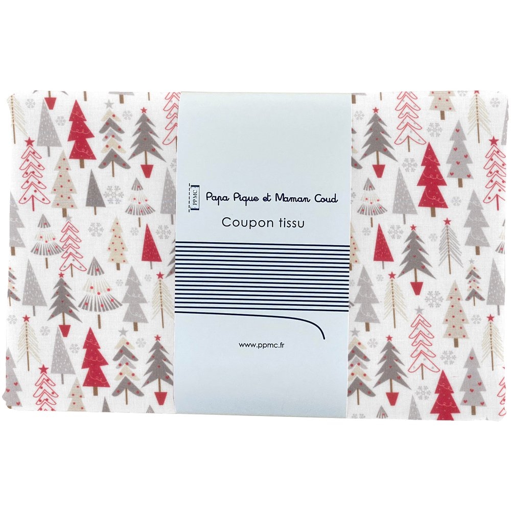 Coupon Tissu 1 M Sapin Gris Rouge Ex1113