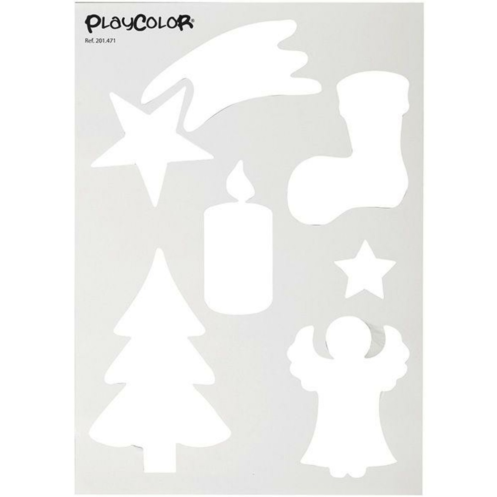 Coffret 6 gouaches solides + pochoirs playcolor window pour peinture sur verre