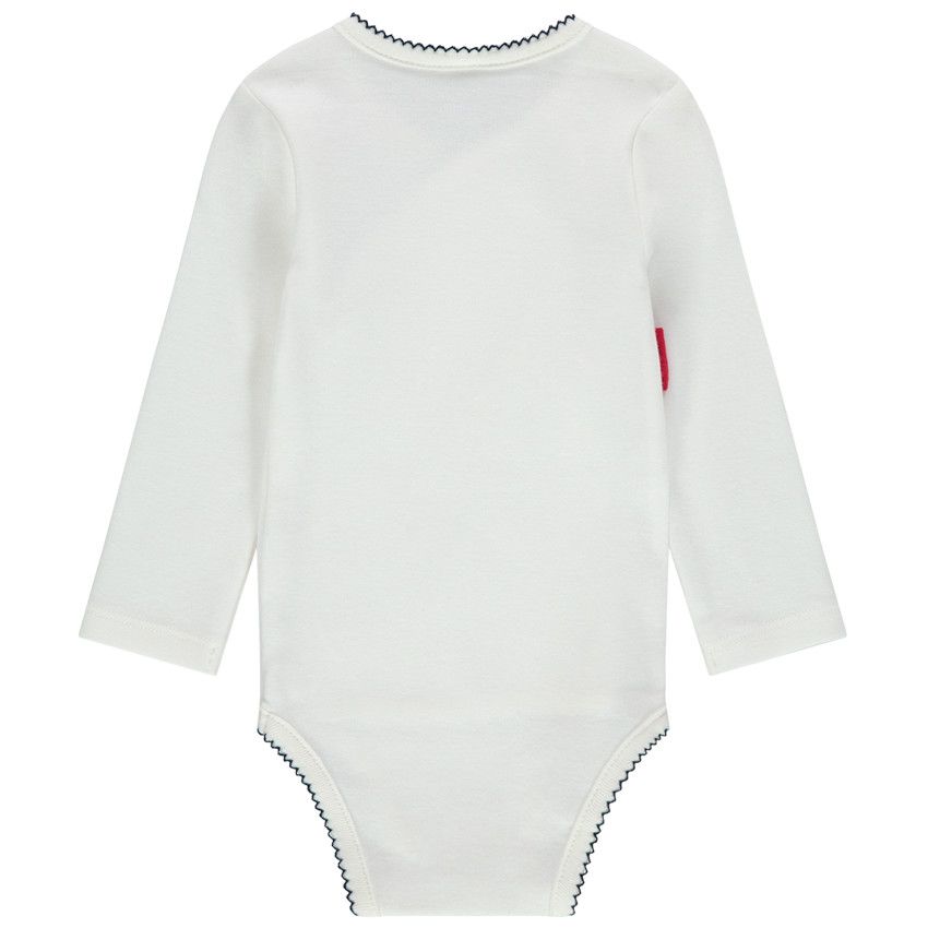 Body manches longues en coton print Minnie avec noeud - Ecru
