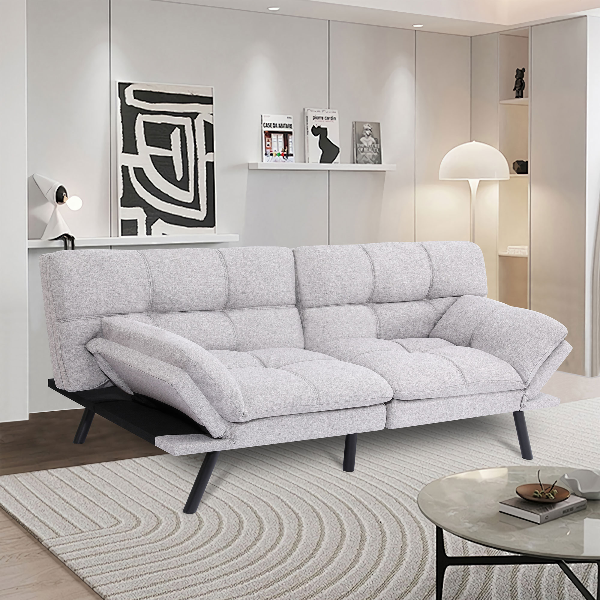 Makika Schlafsofa 3-Sitzer Schlafcouch Paul verstellbar mit Schlaffunktion in Grau