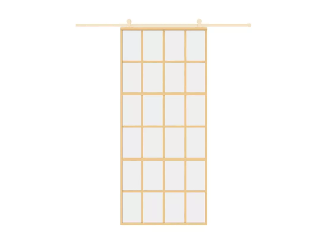 Porte coulissante doré 90x205 cm verre ESG clair et aluminium