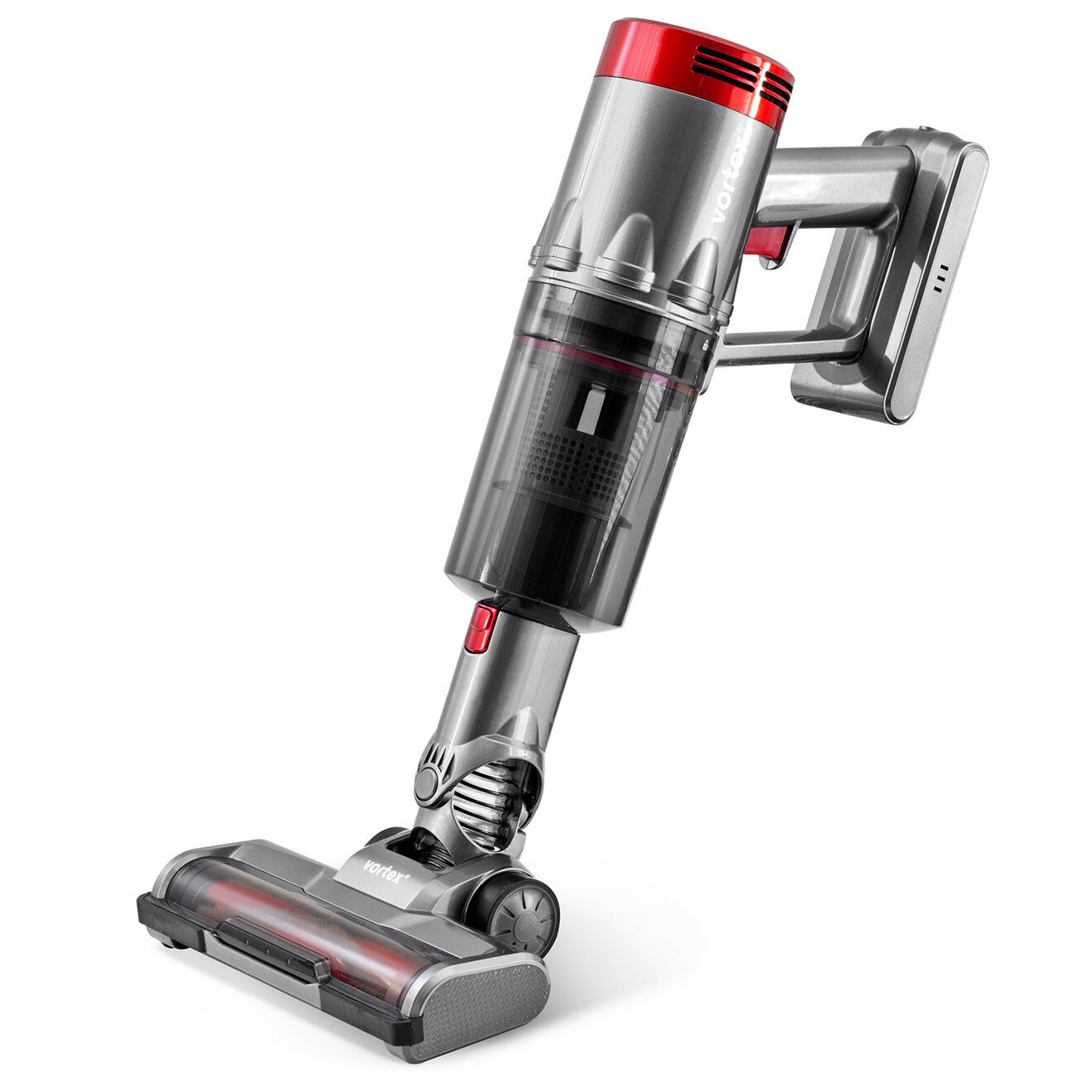 Vortex Aspirateur balai 2 en 1 sans fil gris/rouge - 23.5x23x119.5 cm