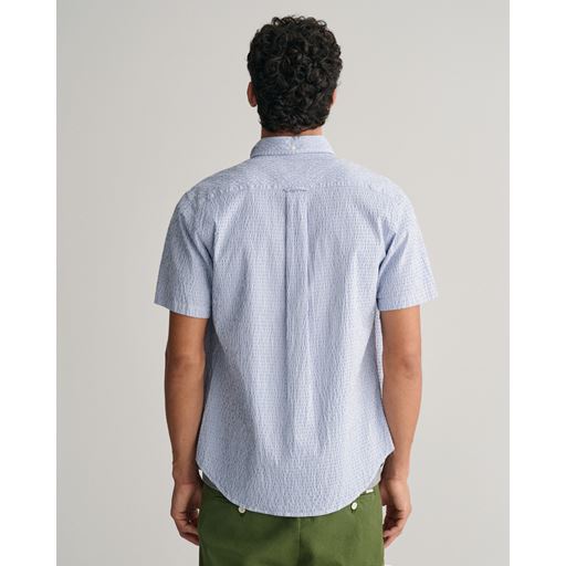 GANT Striped Seersucker Skjorte, Rich Blue, L
