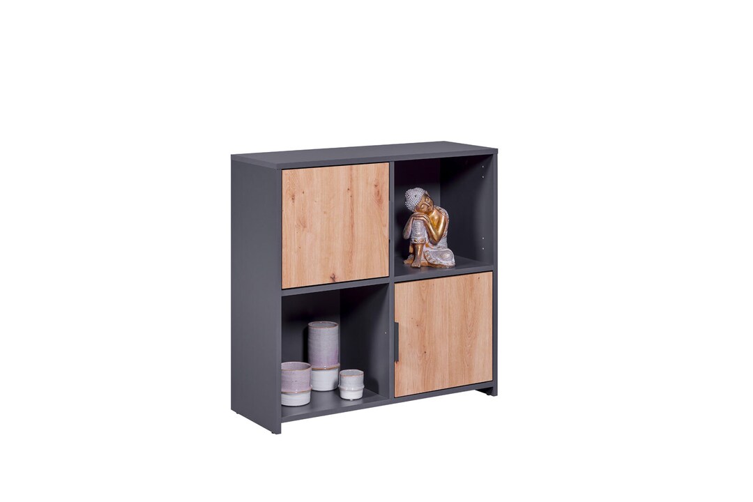 Standregal Tristan 2-türig anthrazit/braun 77x76x30 cm