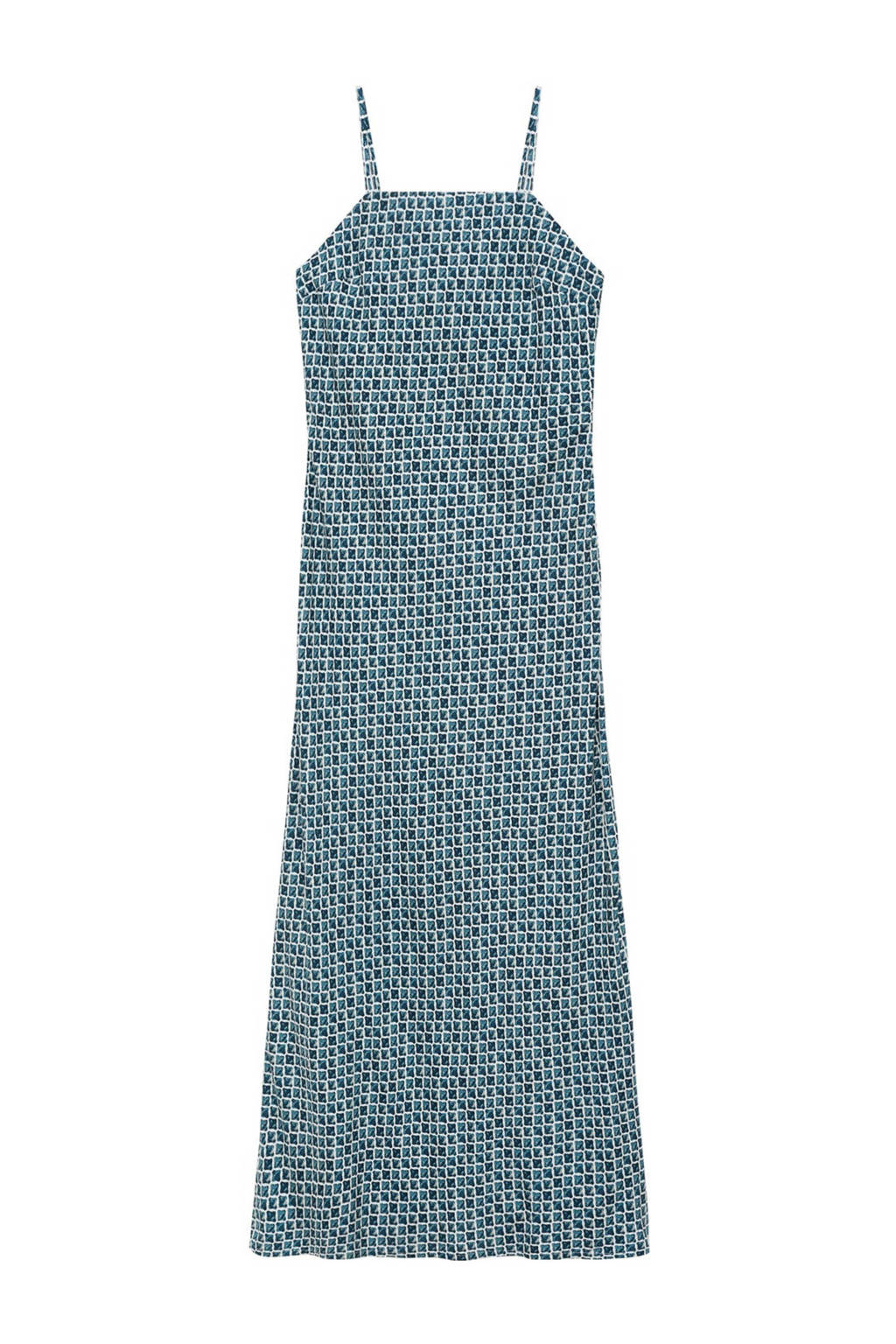 MANGO TEEN maxi jurk met all over print lichtblauw/donkerblauw