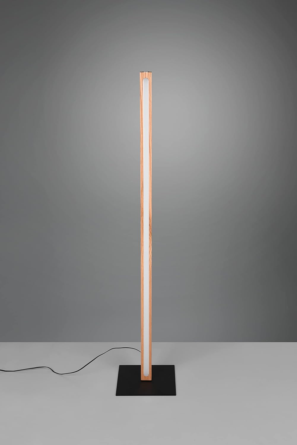 Trio Leuchten LED Stehleuchte Bellari 426410130, Holz natur, Metall Schwarz matt, inklusiv 20 Watt LED, Touch Dimmer, Naturbelassen