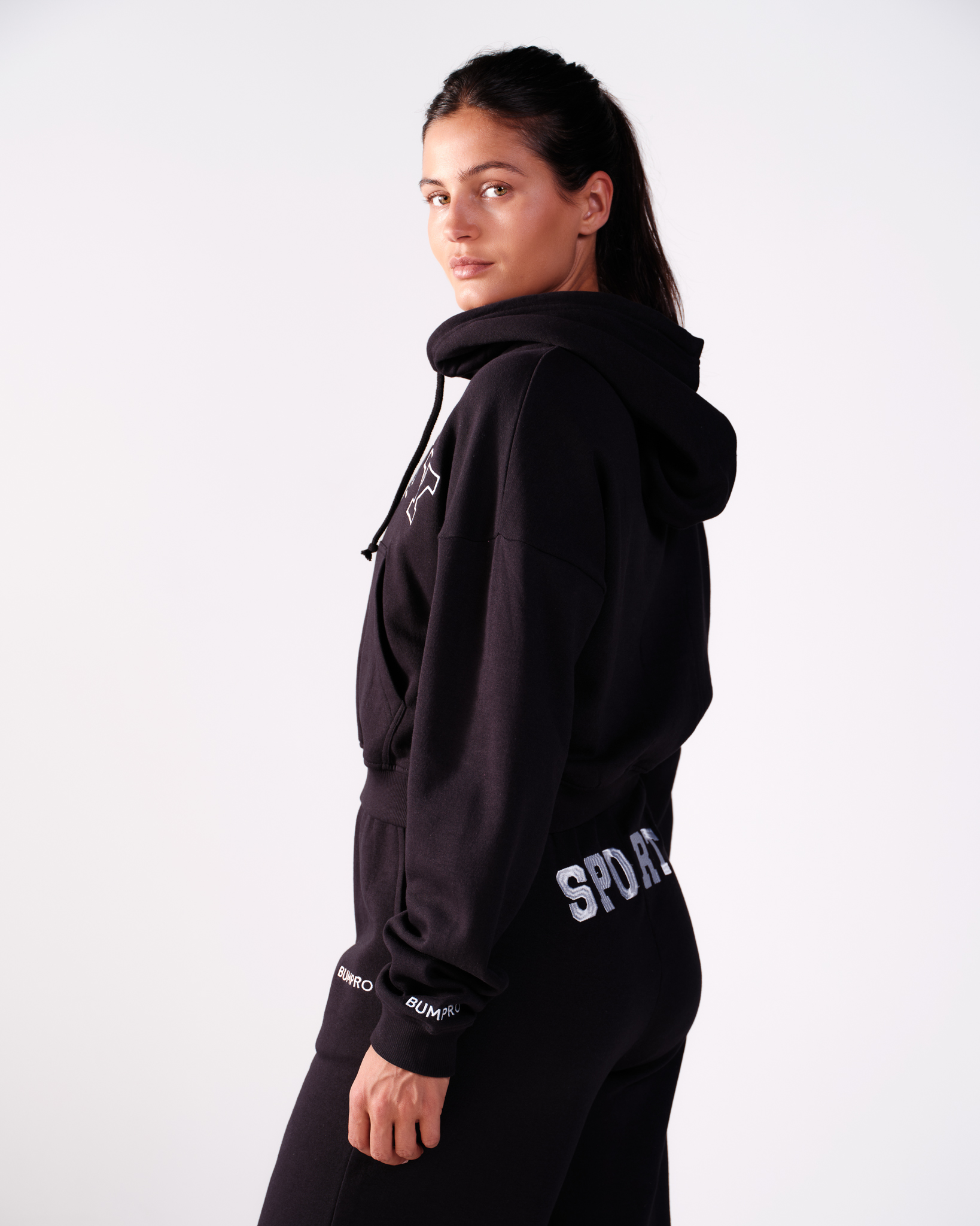 Bumpro Cropped Zip Hoodie Black\Sporty