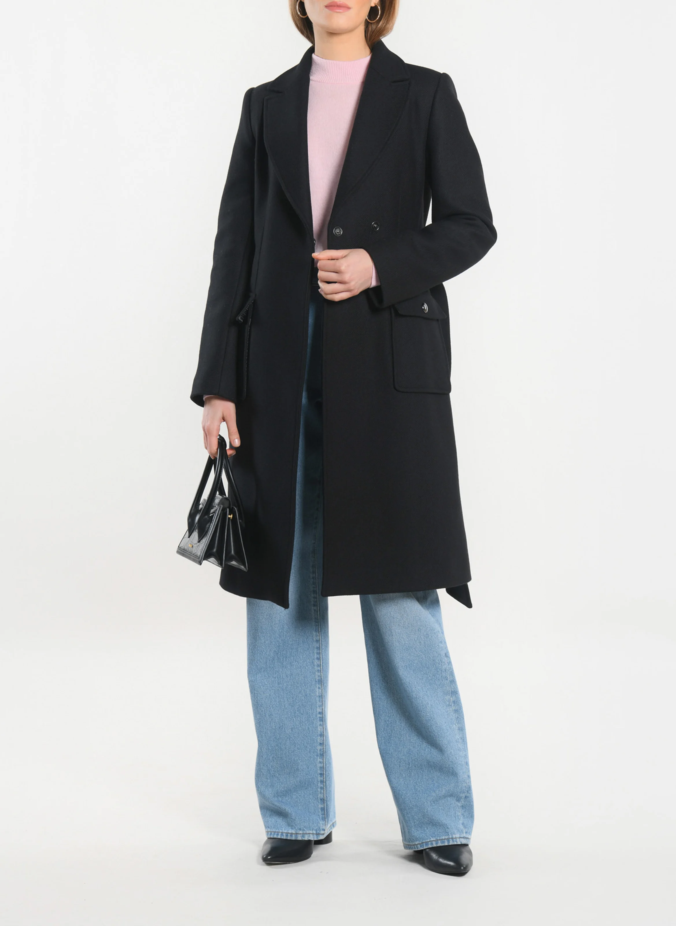 NAEL - Manteau droit en laine mélangée | Noir