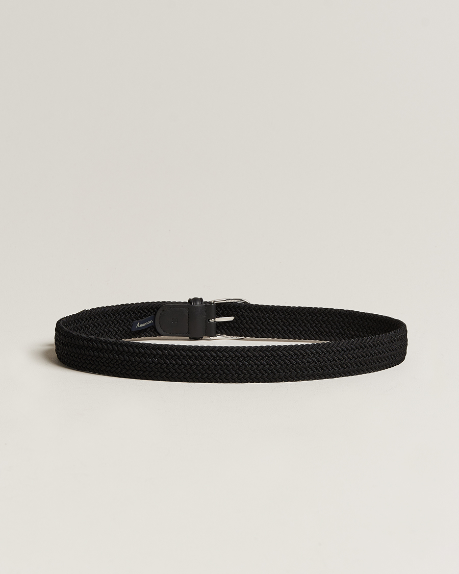 Anderson's Stretch Woven 3,5 cm Belt Black