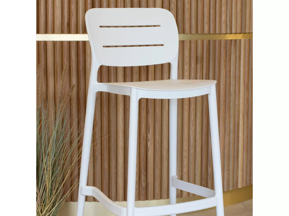 Now's Home - Lot De 4 Tabourets De Bar Blanc Exterieur En Polypropylene