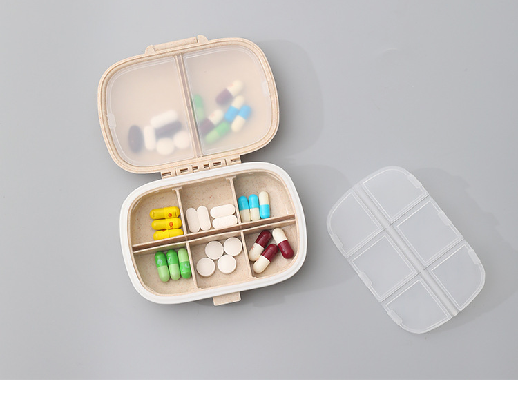 (11x8cm) Medikamenten Dosierer 8 Fächer Dosett Tablettenbox Supplements Pillendose Tablettenspender - Türkis