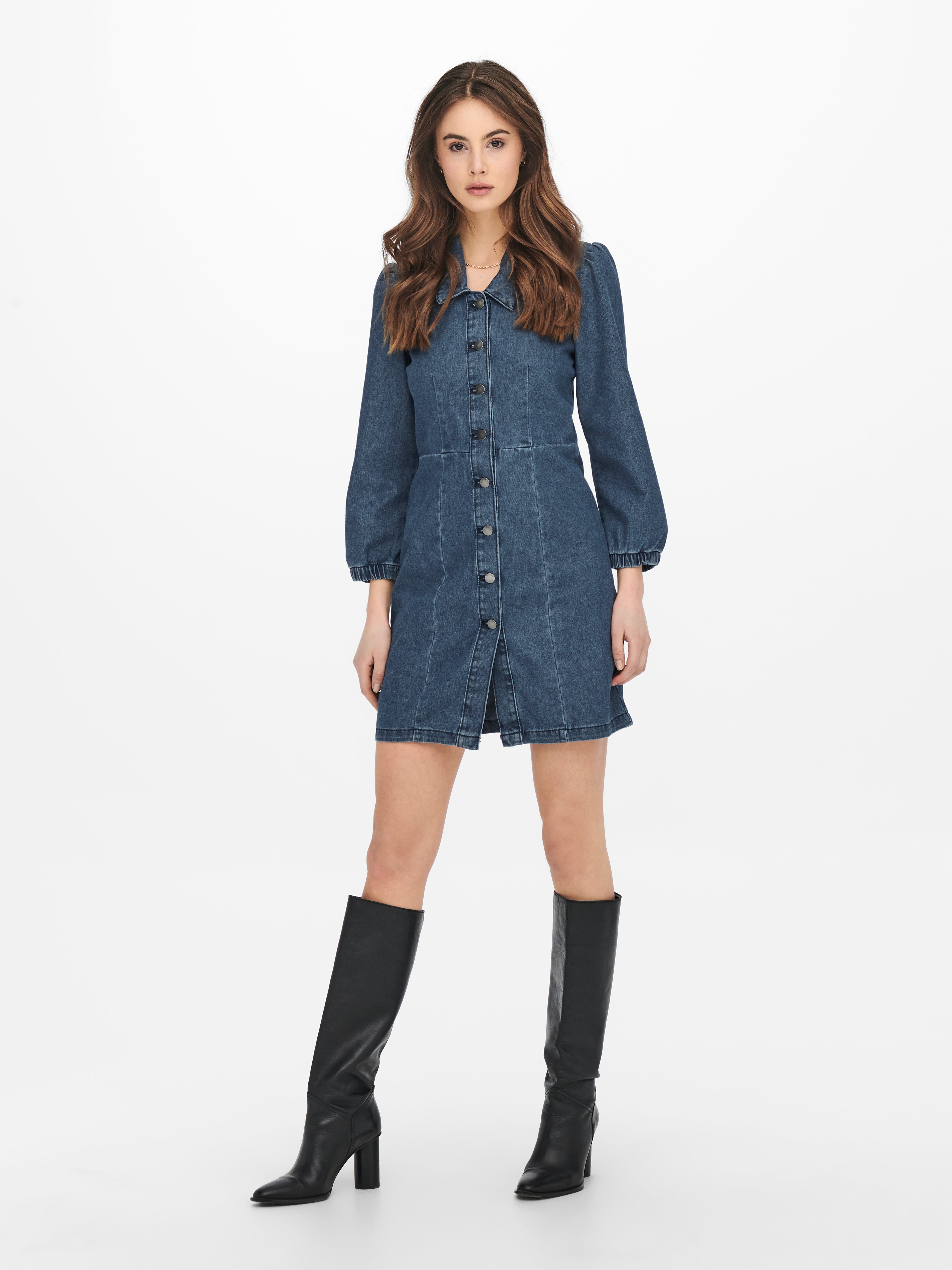 JDYATHENA Langes Kleid Medium Blue Denim