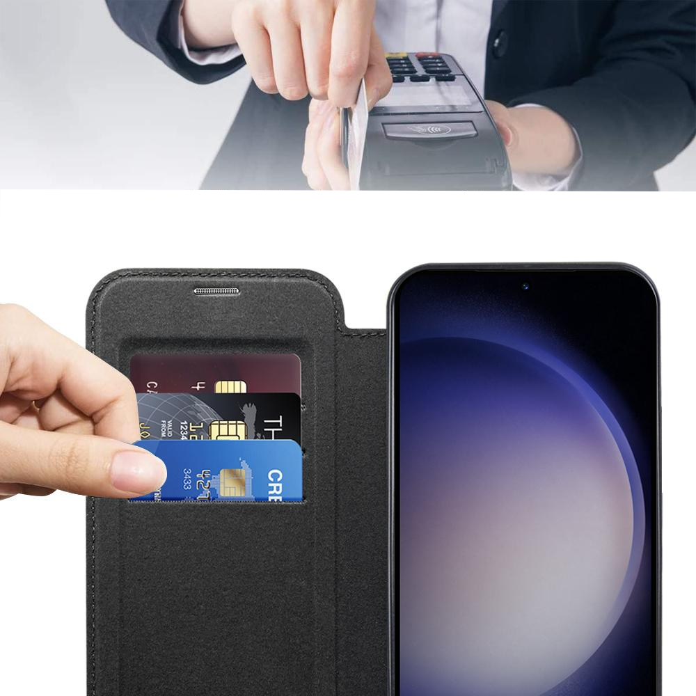 Samsung Galaxy S24  Plus Hybrid Leder Tasche   Kunststoff Rückseite MagSafe-Modul - Schwarz / Transparent