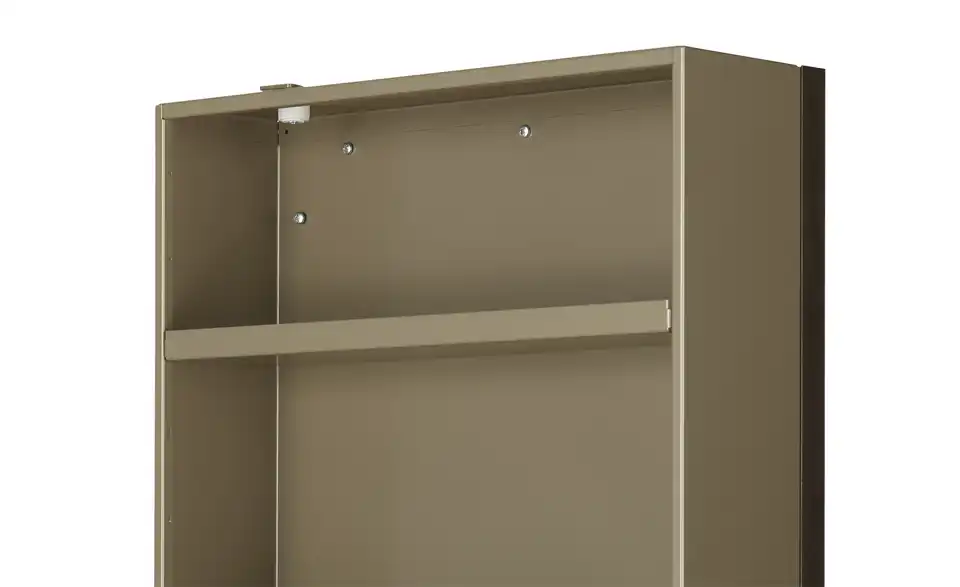 Schuh- und Mehrzweckschrank Santarem Grau, Beige Kristallspiegel mit Rahmen gebürstet