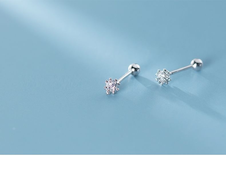 A'ROCH - S925 Sterling Zilveren Strass Barbell Oorbel
