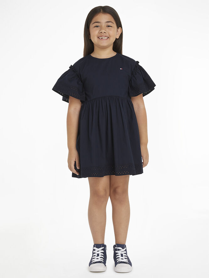Tommy Hilfiger BRODERIE ANGLAISE DRESS SS Desert sky
