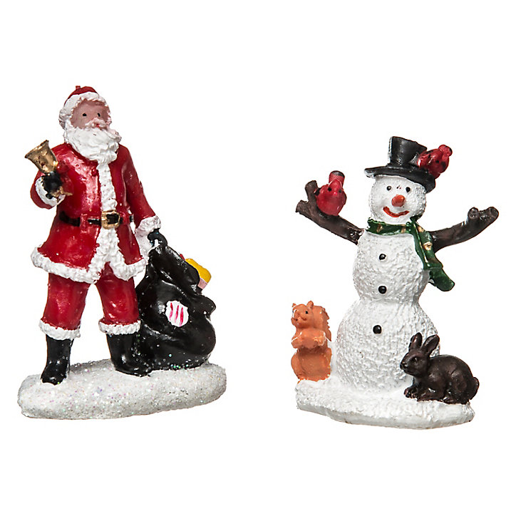 Village de Noël Lot de 2 santons de Noël, Père Noël et bonhomme de neige