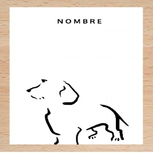 Ilustração de Terrier em formato A4 com moldura de madeira branca.
