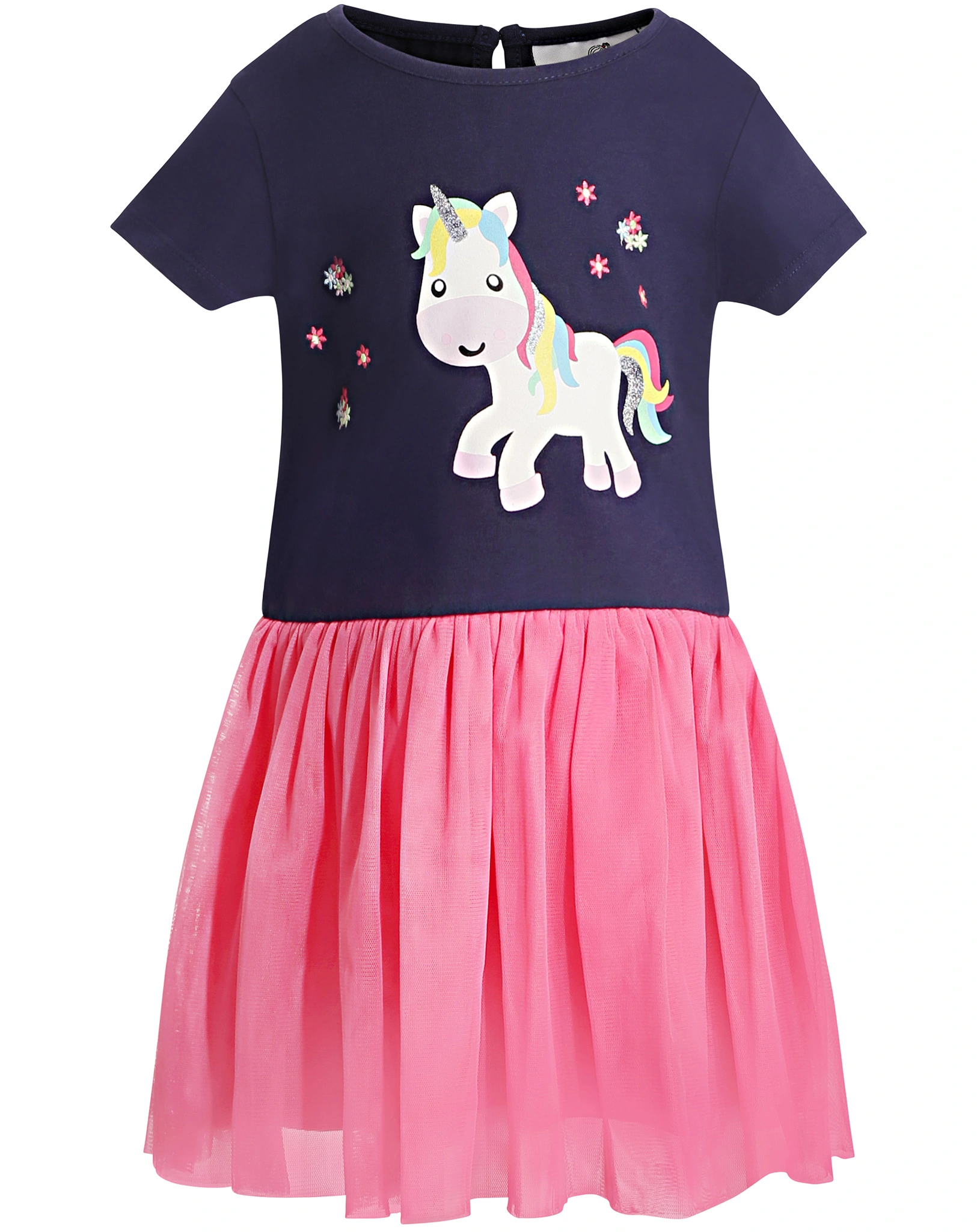 Kurzarmkleid SPRING UNICORN in navy/rosa