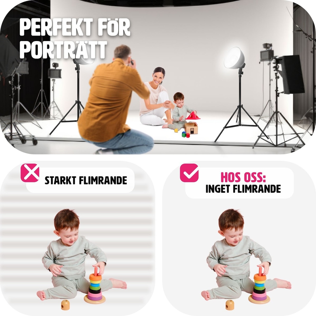 2 proff studiolys for digitalt og analogt fotografi - svart