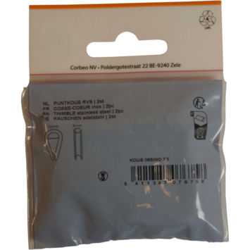 Puntkous RVS 8 mm 2 stuks