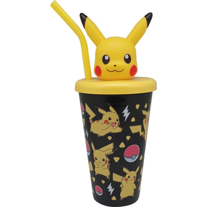 Pokémon - Trinkbecher mit Deckel und Trinkhalm