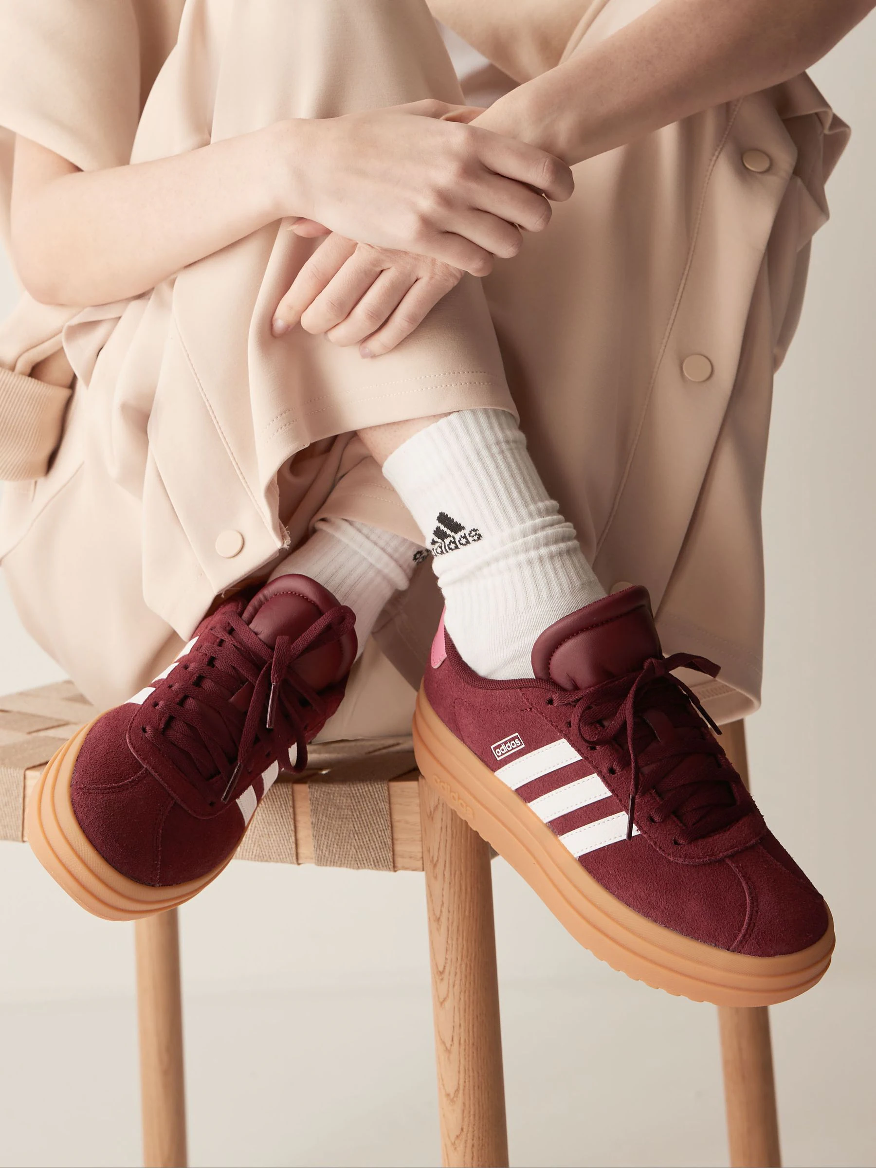 Bordeauxrood - adidas VL Court Bold Lace Junior Trainers