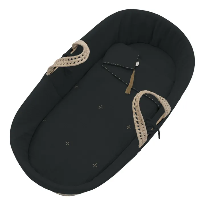 Numero 74 Parure pour couffin en gaze de coton bio | Dark Grey S021