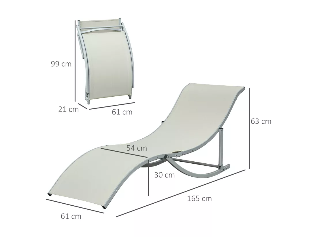 Lot de 2 bains de soleil pliables design contemporain - lot de 2 transats ergonomiques - alu. textilène beige