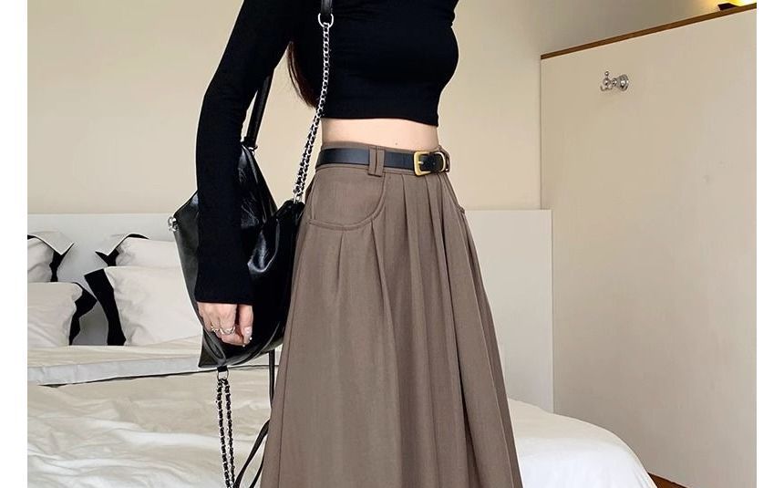 Metticus - Hoge taille effen maxi A-lijn rok