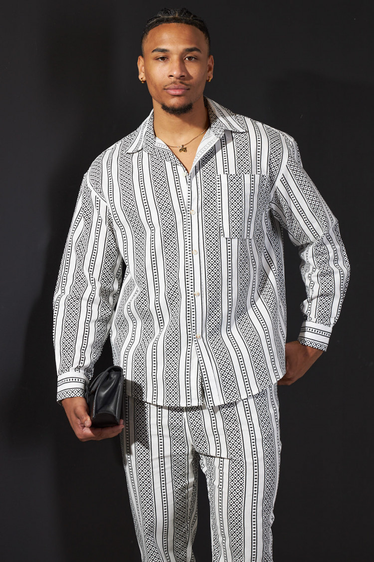 Ensemble 2 pièces chemise + pantalon blanc et noir