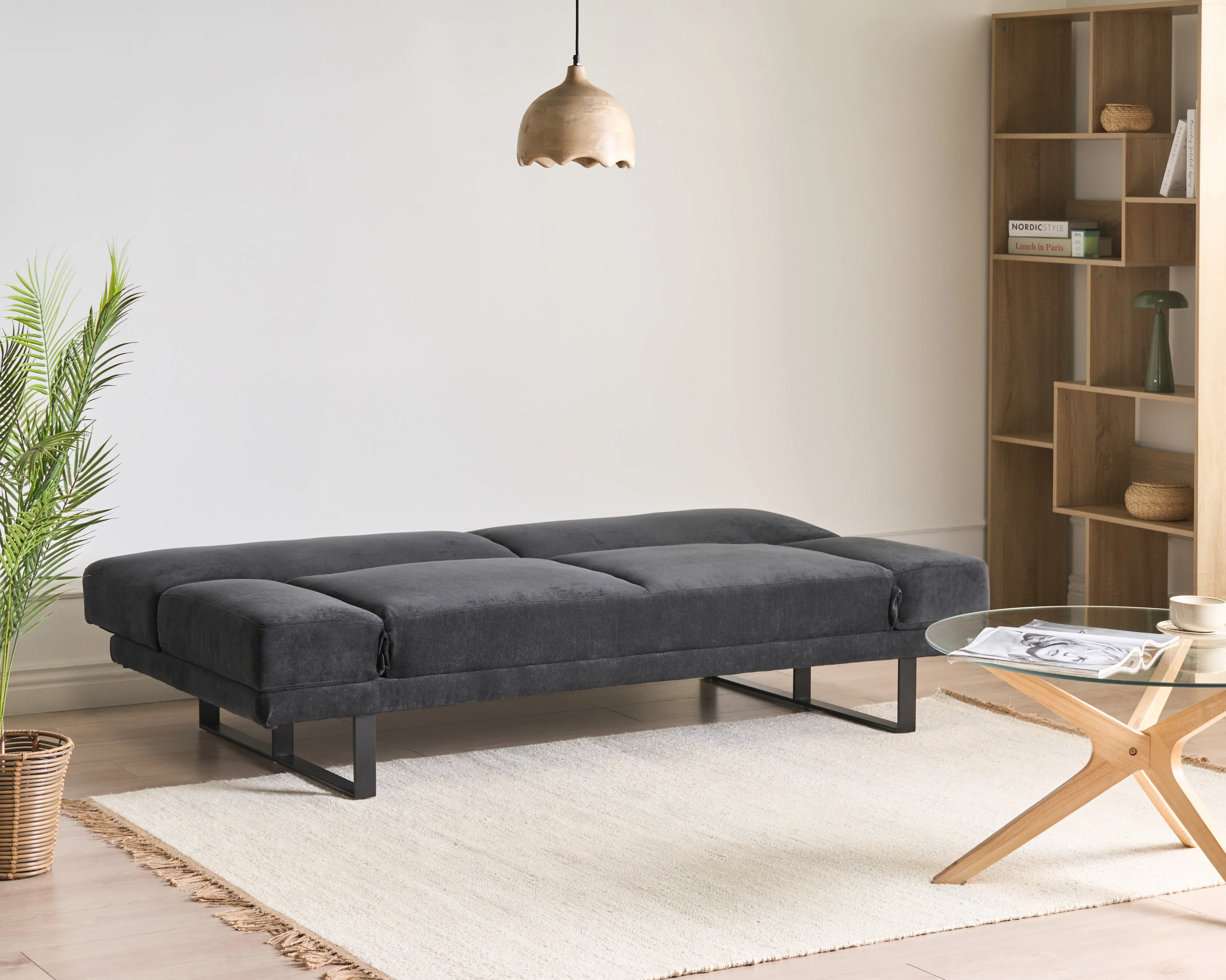 Slaapbank 2-zits YORK Chenille Zwart