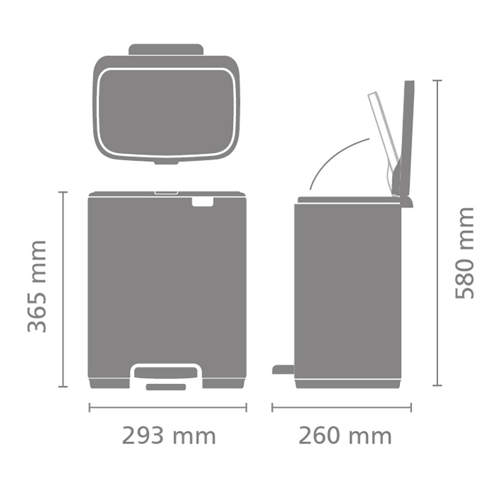 Brabantia Bo Pedaalemmer 12 L - Mineral Infinite Grey