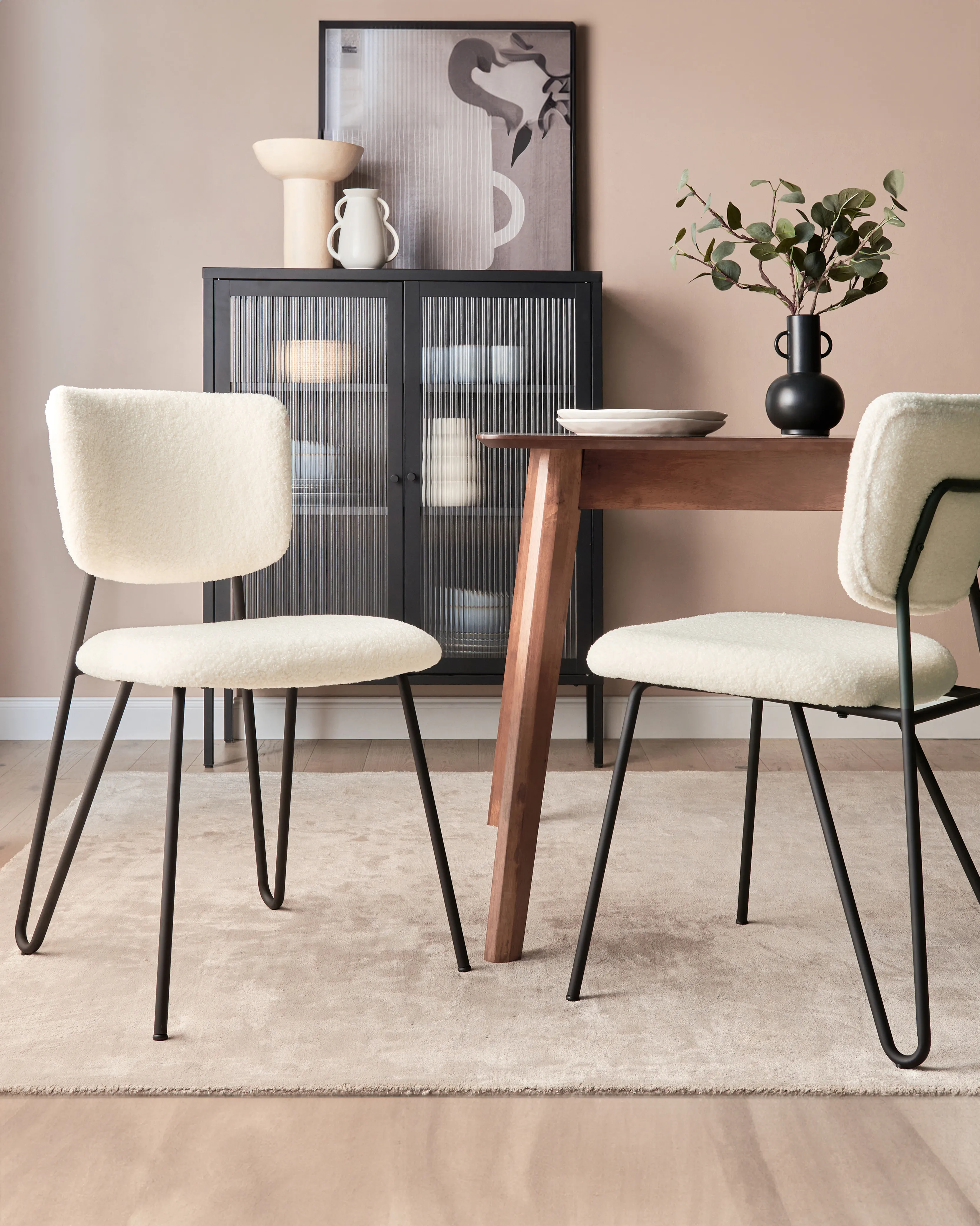 Set van 2 eetkamerstoelen NELKO Bouclé Gebroken wit